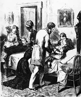 Dying Prints: Children Surrounding Mother'S Death Bed