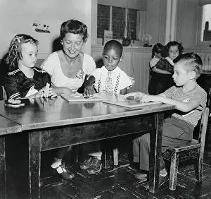Desegregation Prints: Children and Teacher in Integrated Classroom