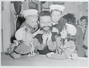 Children Touching Father's Beard