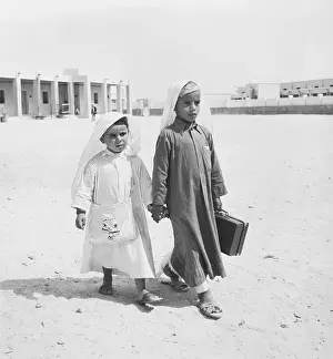 Doha Prints: Children Walking in Settlement
