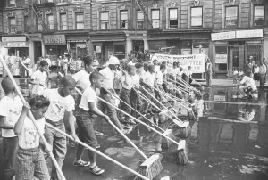Drudgery Prints: Children Washing Street W/Push Brooms