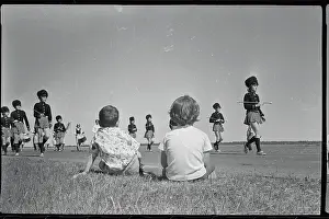 Sideline Prints: Children Watching Majorettes Leading Band