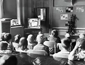 Children Watching Television in Classroom