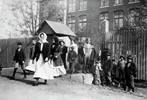 Cotton Prints: Children Workers Leaving Cotton Mill