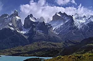 Chile Collection: chile, color image, cuernos del paine, day, extreme terrain, high angle view, horizontal