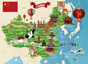 Images Dated 1st March 2018: China Cartoon Map