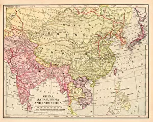 Images Dated 17th February 2017: China Japan Indochina map 1898