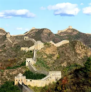 Surrounding Wall Prints: China, Jinshanling section of Great Wall stretching into distance