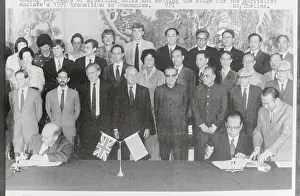Beijing Prints: Chinese and British Government Officials Posing Hong Kong Treaty Meeting