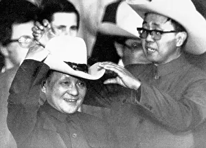 Communist Prints: Chinese Communist Leader Deng Xiaoping Wearing Cowboy Hat