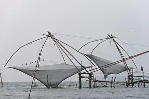 Kerala Prints: Chinese fishing nets, Vembanad lake, Kerala, India