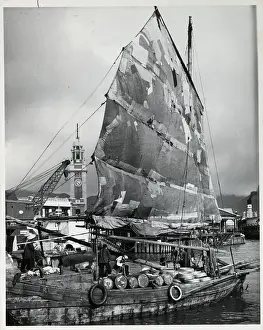 Colony Prints: Chinese Junk At Pier