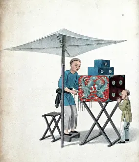 A Chinese Magic Lantern Show, c. 1810, China, Historic, digitally restored reproduction from a 19th century original