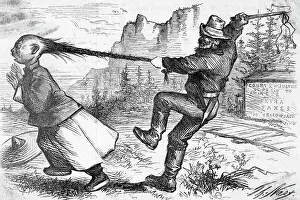 Whip Prints: Chinese Man Held By Hair By Man W/Ca Hat