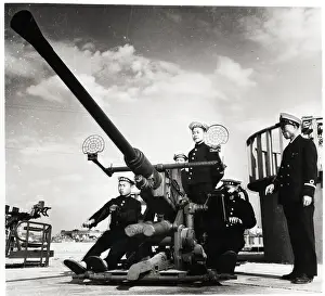 Chinese Men Operating Anti-Aircraft Gun