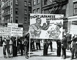 May Day Prints: Chinese in Parade with Signs on May Day
