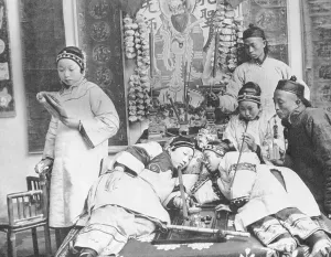 Reclining Prints: Chinese People Lounging Smoking Opium