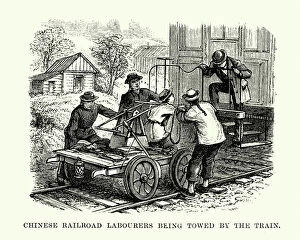 Digital Vision Vectors Gallery: Chinese Railroad Workers, San Francisco, 19th Century