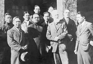 Beijing Prints: Chinese Students Posing with Author George Barnard Shaw