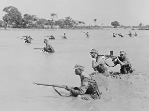 Chinese Troops in Yellow River