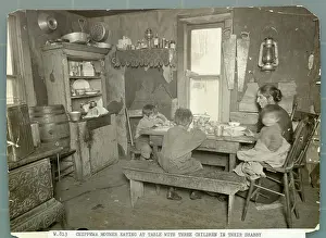 Chippewa Mother With Children In Home