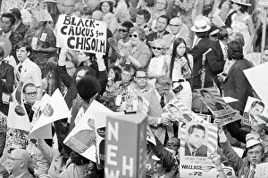 Prints of View of supporters of New York State Congresswoman Shirley Chisholms Unbought and Unbossed: The Trailblazing Legacy of Shirley Chisholm: Chisoholm And Wallace Supporters At The 1972 Democratic National Convention
