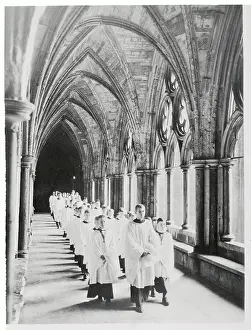 Choir Boys Walking Through Westminster Abbey