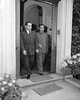 Hanoi Prints: Chou En Lai and Pierre Mendes-France Standing in Villa Doorway