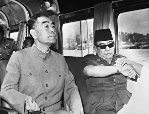 Sukarno Prints: Chou En-lai and Sukarno Ride in Boat
