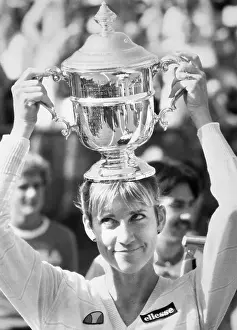 Chris Evert Prints: Chris Evert with 6th U.S. Open Cup