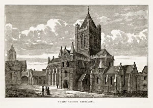 Images Dated 20th February 2018: Christ Church Cathedral in Dublin, Ireland Victorian Engraving, 1840
