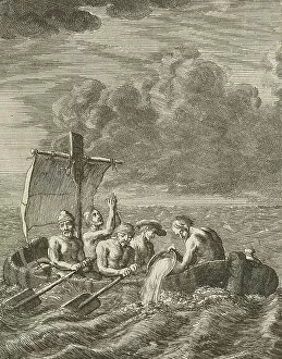 African Collection: Five Christian Slaves Fleeing Algiers by Rowboat, 1684, Algeria, Historical