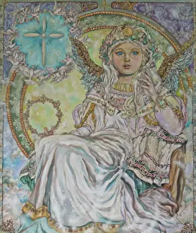 Prints of The Christmas Angel. Found in the collection of © Yumi Sugai, Private collection. (Photo by Fine Art Images/Heritage Images/Getty Images) Celebrate the Season: A Curated Collection of Christmas Art: The Christmas Angel. Artist: Sugai, Yumi