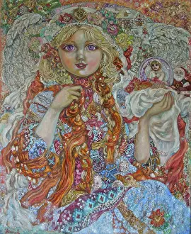 Prints of The Christmas Angel. Found in the collection of © Yumi Sugai, Private collection. (Photo by Fine Art Images/Heritage Images/Getty Images) Celebrate the Season: A Curated Collection of Christmas Art: The Christmas Angel. Artist: Sugai, Yumi