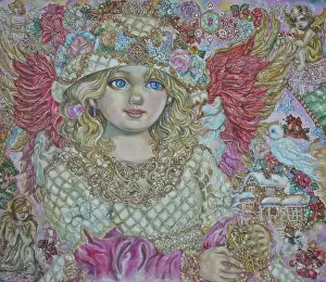 Prints of The Christmas Angel. Found in the collection of © Yumi Sugai, Private collection. (Photo by Fine Art Images/Heritage Images/Getty Images) Celebrate the Season: A Curated Collection of Christmas Art: The Christmas Angel. Artist: Sugai, Yumi