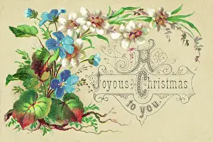 Greeting Card Prints: Christmas Card with Bouquet