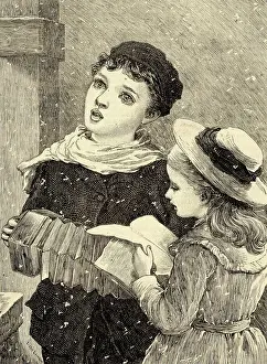 Accordion Prints: Christmas Carolers In England