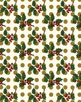Gift Wrap Prints: Christmas Holly Pattern