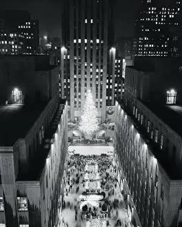 Christmas Tree Lighting up Rockefeller Plaza