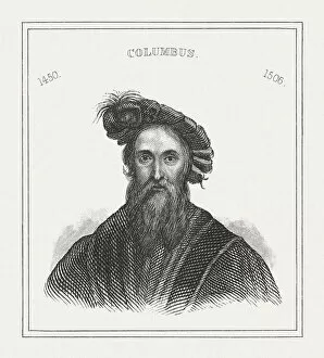 Christopher Columbus (1450 / 51-1506), Italian navigator, steel engraving