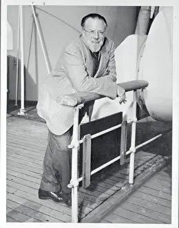 Christopher Morley Leaning on Ship Deck