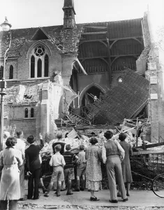 Air Raid Prints: Church Damaged By Bomb From Air Raid