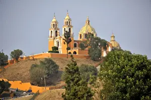 Dome Building Prints: Church of Iglesia Nuestra Senora de los Remedios on the ruins of the pre-Hispanic Pyramid of Cholula