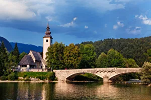 Images Dated 19th August 2011: Church of Saint John by Lake Bohinj