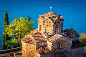 Images Dated 28th August 2018: Detail of church of Saint John the Theologian at Kaneo, overlooking Ohrid lake, Ohrid, Macedonia
