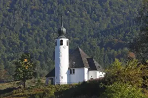 Oberbayern Prints: Church of St. Vinzenz in Weissenbach on the Alpenstrasse Road