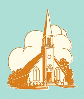Csa Printstock Collection: Church With a Steeple