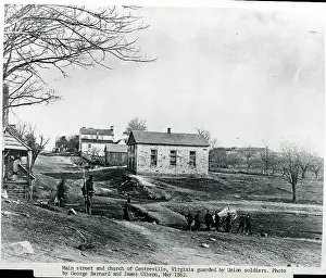 1860s Prints: Church and Street Guarded by Union Soldiers