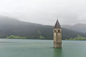 Images Dated 27th August 2013: Church tower in the Reschensee lake, Graun im Vinschgau, South Tyrol province