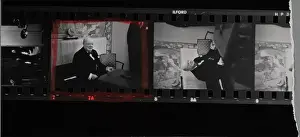 Prints of A contact sheet depicting British Prime Minister Winston Churchill at a press conference onboard the RMS Queen Mary sailing towards Southampton Step into the Golden Age of reportage: Churchill Press Conference